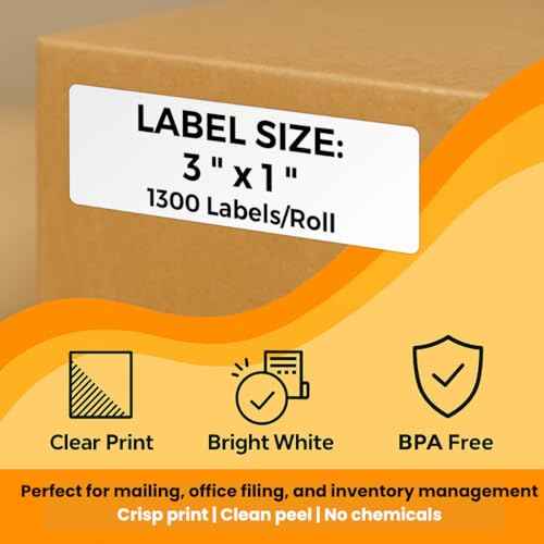 3" x 1" Direct Thermal Shipping Labels ? White Self-Adhesive Compatible with Zebra, Rollo, MUNBYN Thermal Printers | Address Labels, Barcodes, FNSKU | 12 Rolls (1300/Roll) ? Total 15600 Labels