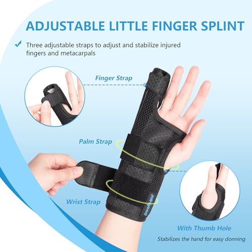 Pinky Finger Splint, Finger Splint for Pinky, Broken Pinky Finger Brace, Little Finger Splint,Metacarpal Finger Splint Hand Brace for Trigger Finger Arthritis,Finger Splint Pinky Right Hand,L
