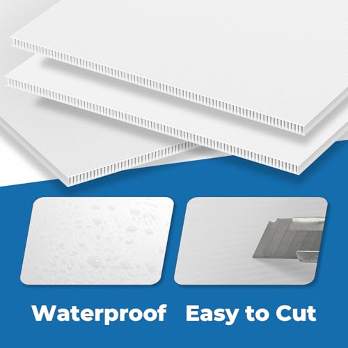 24¡¿36¡¯¡¯ White Poster Board, 3/16 Inches Thick Corrugated Plastic Board, Large Blank Board for Sign, School Projects,Craft,Art, 6 Pack