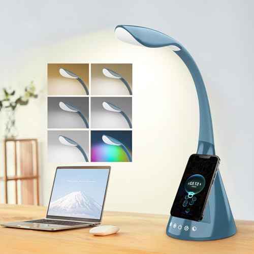 50W Ultra-Flexible LED Desk Lamp with 16 Lighting Modes/Adjustable White/Warm/RGB + Sleep Mode Qi Wireless Charging, 24/7 use No overheatin£¬for Office/Reading/Architect Lamp