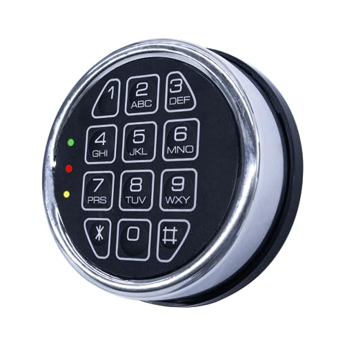 Chrome Electronic Safe Lock Replacement Keypad with Solenoid, Gun Safe Lock with Programmable Electronic Keypad, High-Security Boxes & Cabinets