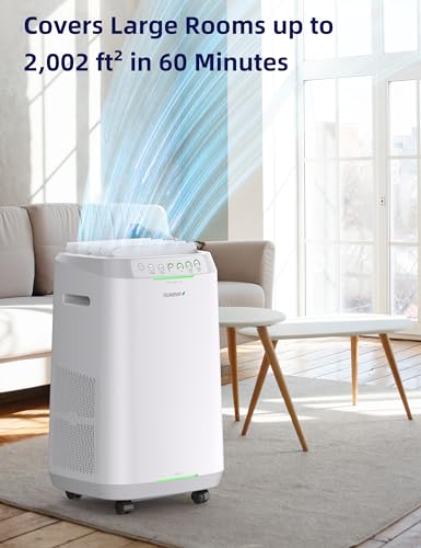 Nuwave OxyPure ZERO Air Purifier with Washable and Reusable Bio Guard Tech Air Filter, Large Room Up to 2002 Ft², Air Quality Monitor, 0.1 Microns, 100% Capture Irritants like Smoke, Dust, Pollen
