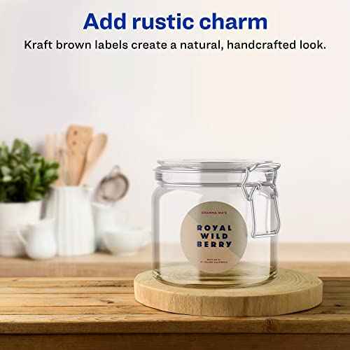 Avery Kraft Brown Round Labels, Sure Feed Technology, 3" Diameter, 300 Kraft Brown Labels, Print-to-The-Edge, Laser/Inkjet Printable