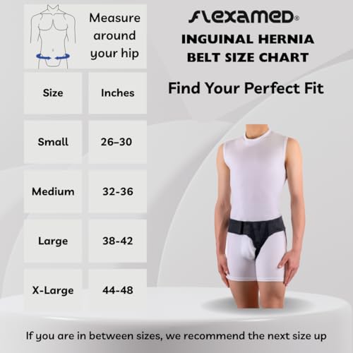 Left Side Inguinal Hernia Groin Belt with Compression Pad Black (XL 44-48)