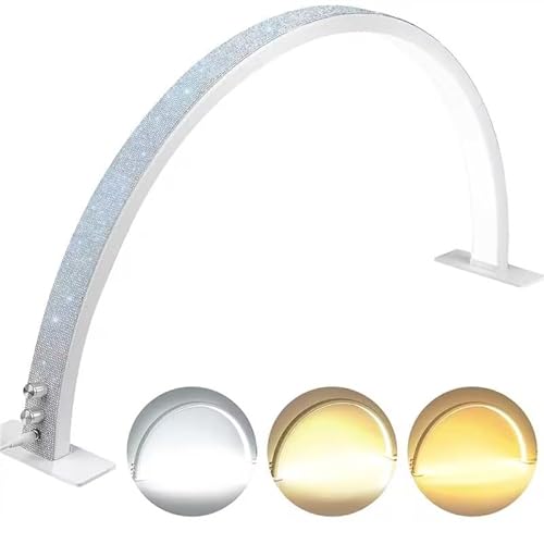 IMENE Half Moon LED Manicure Light - 29in Table Lamp, 3000-6000k Perfect for Nails & Lashes (White Rhinestone)