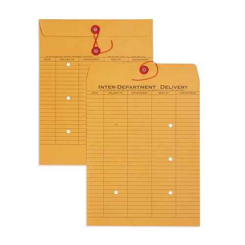 Blue Summit Supplies Interdepartment Envelopes with String Tie 10 x 13 Inches, Brown Kraft Interoffice Envelopes with string 10x13 ? Reuseable,100 Count