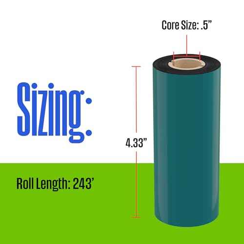Westinghouse Thermal Transfer Ribbon, 4.33" x 243', 0.5" Core, Compatible with Zebra GC420t, GK420t, GX420t, Premium Wax Resin Enhanced Ink Side Out Wax Ribbon for Thermal Printers, Black, 6 Rolls