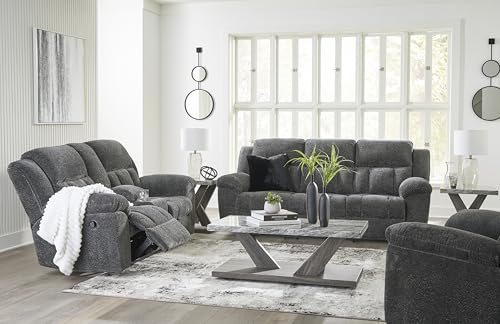 Signature Design by Ashley Frohn Contemporary Manual Reclining Sofa, Gray