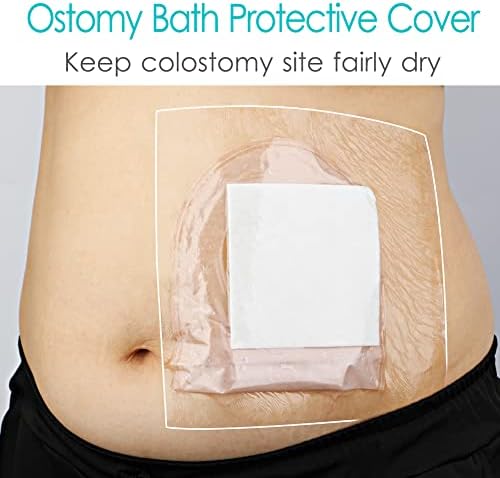 Ostomy Shower Cover Waterproof Ostomy Bag Covers Shower Guard Stoma Shower Shields Colostomy Bathing Bags Shower Protector Adhesive Bandage with Non-Stick Pad for Showering 12"x16" 14 Pcs