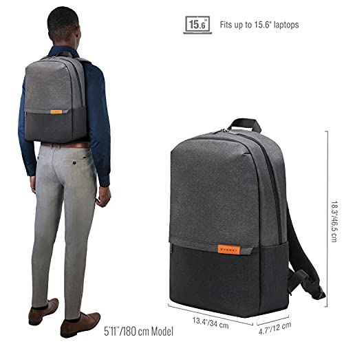 EVERKI Light Laptop Backpack with Hidden Pocket 15.6-Inch - Durable Men¡¯s Work Back Pack, Business Travel Backpack, College Laptop Bookbag for Men & Women, Work Office Back Pack, (EKP106) Charcoal