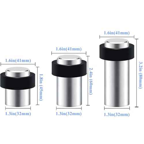 10 Pack Door Stop Floor Mount Door Stopper Stainless Steel Rubber Door Stop Height 1.8" for Home Office Hotel etc