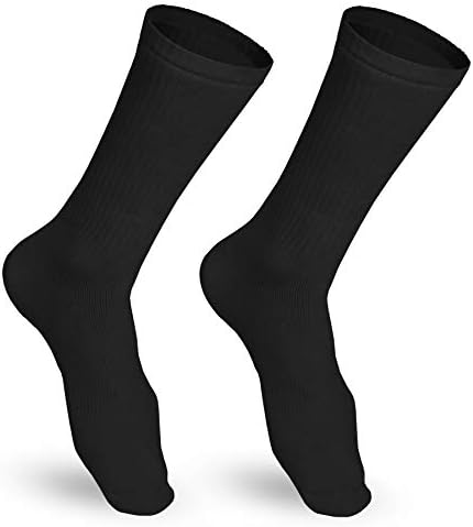 Truform Compression Socks, 15-20 mmHg, Men's Crew Length Mid-Calf Cushion Foot Socks, Black, Large