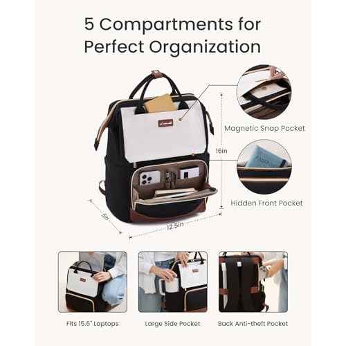 LOVEVOOK Laptop Backpack for Women with Giant Tumbler Holder Pocket, 15.6 inch Travel Work Backpack Purse for Nurse Teacher, Waterproof School Bag College Bookbag Cute Casual Daypack for Girls Black