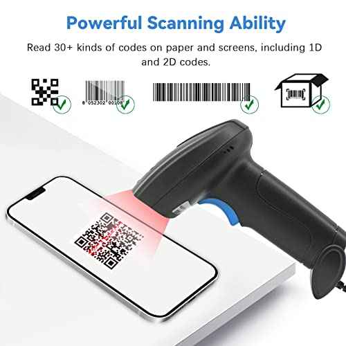 Bluetooth QR Code Scanner - Book Scanner for Personal Library Libib, 1D 2D Codes Scanners for Laptop Computer Mac iPhone Android, Wireless Bluetooth Bar Code Scanner (Without Stand)
