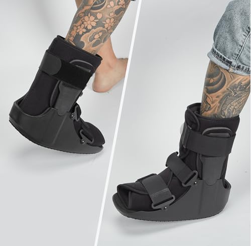 Short Walking Boot, Air CAM Fracture Boot Protection Walker with Plastic Molded Uprights Support for Sprained Ankle Injured Broken Foot Recovery Fits Left or Right Foot Medium