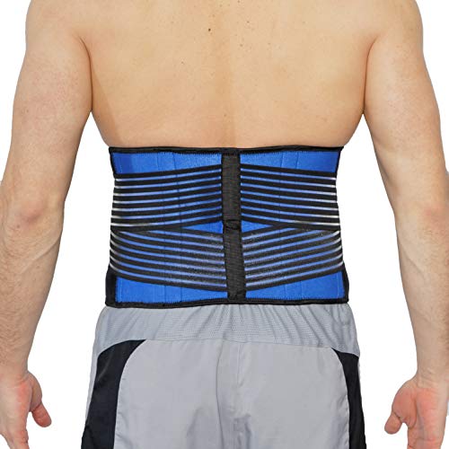NeoTech Care Neoprene Back Brace for Optimal Support and Pain Relief - Adjustable Compression Belt for Lumbar Stability - Comfortable and Breathable Lower Back Support (Blue, Size 4XL)