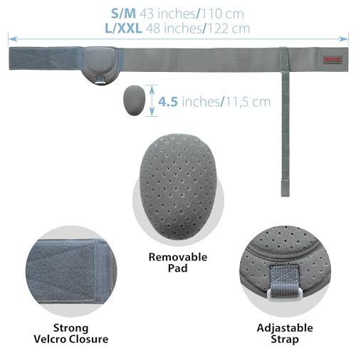 ORTONYX Inguinal Hernia Belt for Men and Women with Removable Compression Pad and Adjustable Waist Strap, Hernia Support Truss for Inguinal, Incisional Hernias, Left/Right Side - Gray S/M