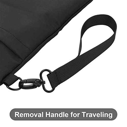 Book Sleeves with Zipper, Travel Book Protector Pouch for Paperbacks & Hardcover Books, Book Covers Bags Carry Case/Front Pocket & Handle Strap for Book Lovers Mother's Day (Black, 1 Pc)
