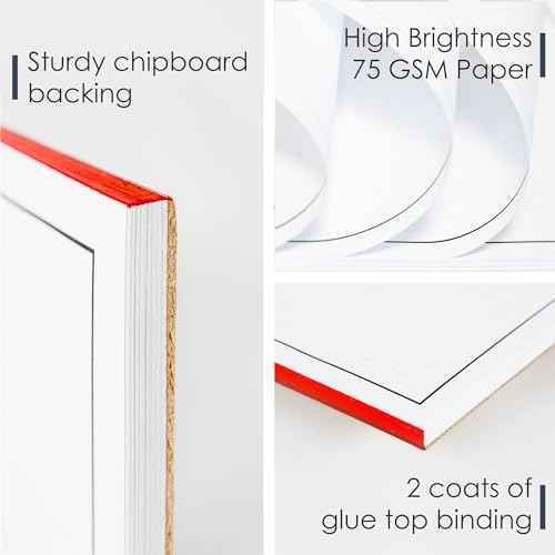 GeekNavy 11" x 17" Quadrille Graph Paper 50 Sheets Landscape - 0.25" 4x4 Square Grid, Blueprint, High Brightness, Border-Outlined, Large Drafting (1-Pack)