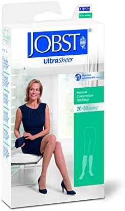 Jobst Ultrasheer 20-30 Knee High Closed Toe Womens Stockings Suntan Medium