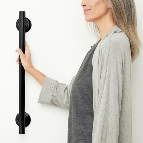 Seachrome 36-inch Coronado Designer Straight Bathroom Shower Grab Bar, Stainless Steel, Matte Black