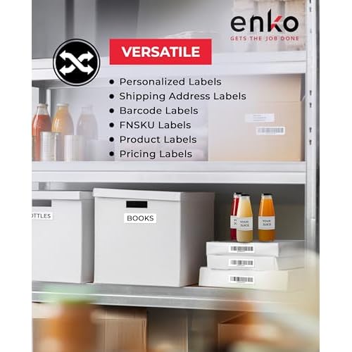 enKo 24000 Labels, 1/2 x 1-3/4 inches - White - Address, Mailing, Shipping and Barcode Blank Labels for Laser and Inkjet Printers