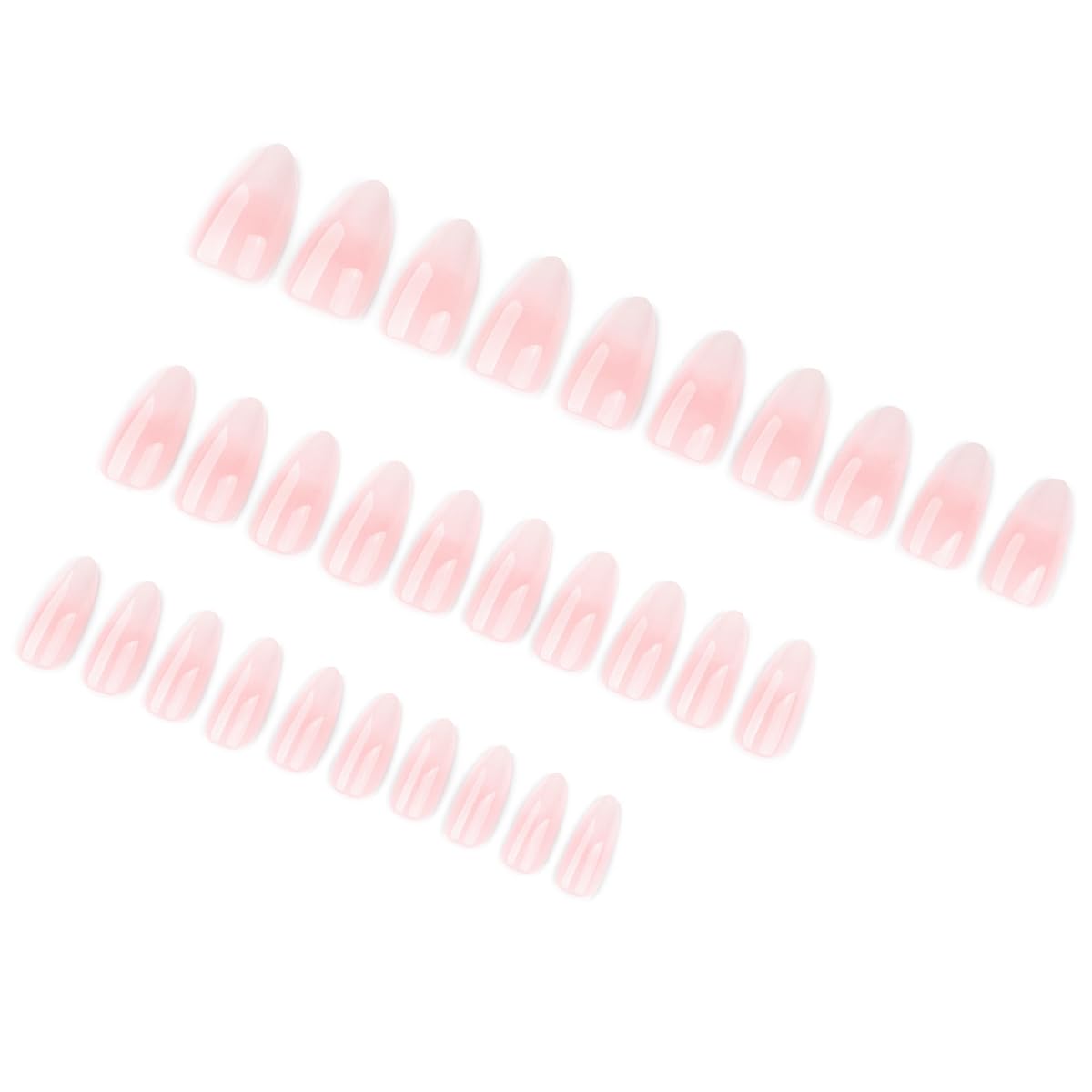 Ombre Press on Nails Almond Fake Nails Medium Length Nails Press ons with Design,Full Cover Glue on Nail Stick on Nails for Women Manicure,Glossy | Reusable | Nail Sticky Tabs | Easy Apply | 24Pcs