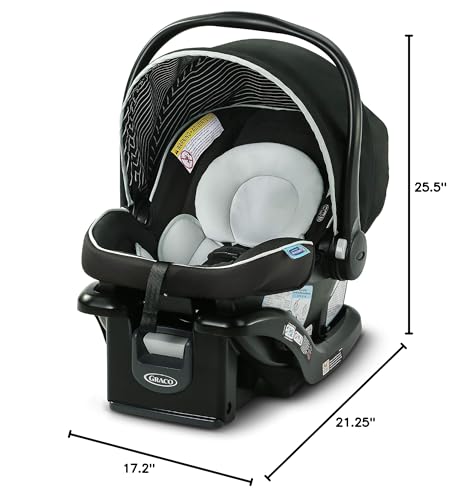 Graco SnugRide Lite LX Infant Car Seat, Lightweight Rear-Facing Seat for Babies 4–30 lb, 4-Position Adjustable Base, LATCH Installation & ProtectPlus Engineered, Studio