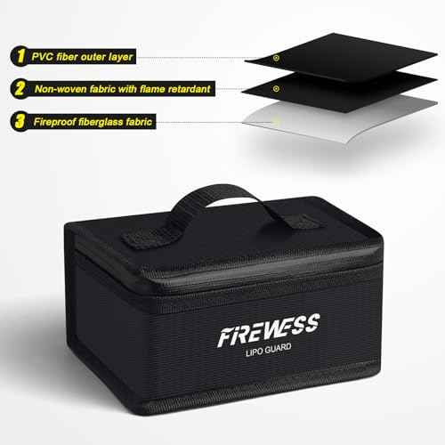 2pack Lipo Battery Safe Bag, Fireproof Explosionproof Safe Pouch, Large Capacity Battery Guard for Charge and Storage