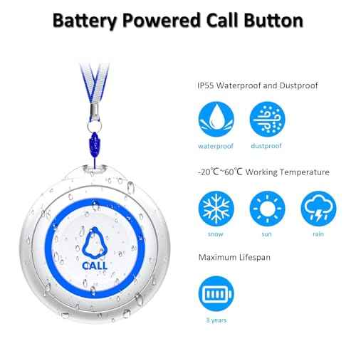 METAK Caregiver Pager Wireless Call Button for Elderly/Senior at Home, 3 Receiver + 3 Button, 1500FT 58 Ringtones Medical Life Alert System for Patients, Disabled, Nurses, Emergency Assistance, White