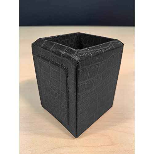 Dacasso Black Crocodile Embossed Leather Pencil Cup