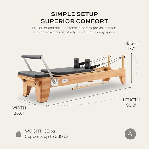 Pilates Reformer Machine with Sitting Box & Jumpboard – Adjustable Resistance, Durable Black PVC Upholstery – Ideal for Home or Studio Workouts