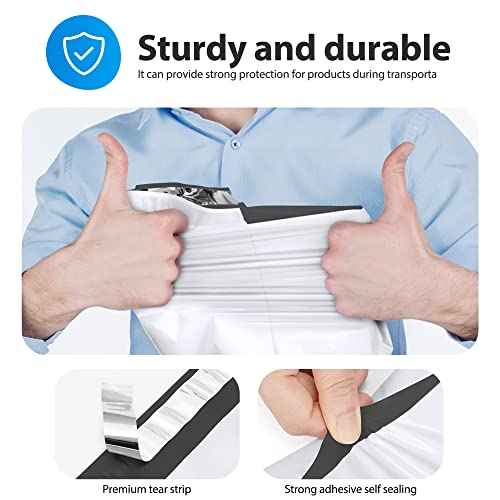 Fuxury Poly Mailers 12x15.5" 500Pcs Bulk Heavy Duty Shipping Bags for Clothing, Strong Adhesive Sealing Shipping Envelopes,Tear-resistant Postal Mailing Poly Bags for Books,Business (White)