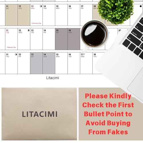 Yearly Wall Calendar with Holidays, Full Year Calendar One Page, Annual Year Wall Calendar with Stickers, Horizontal, 23"X 33" (Open), Paper Folded