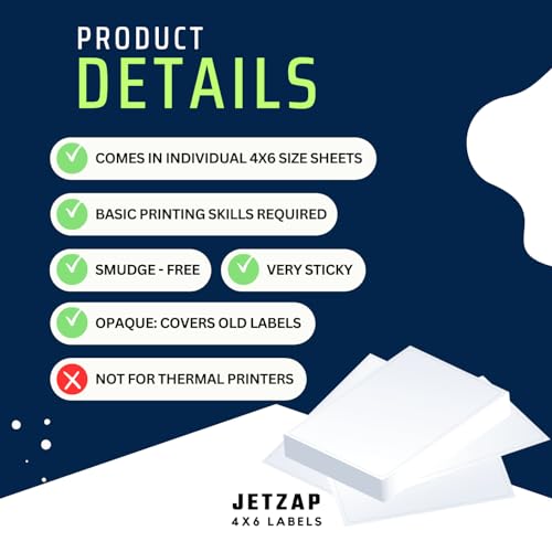 JETZAP Pre-Cut 4x6 Shipping Labels | Work on Most Inkjet and Laser Printers | Just Load & Print | USPS UPS FedEx for Home Printers | 800 Pack
