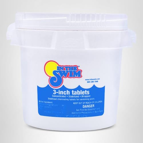 In The Swim 3 Inch Stabilized Chlorine Tablets for Sanitizing Swimming Pools - Individually Wrapped, Slow Dissolving - 90% Available Chlorine - Tri-Chlor - 5 Pounds