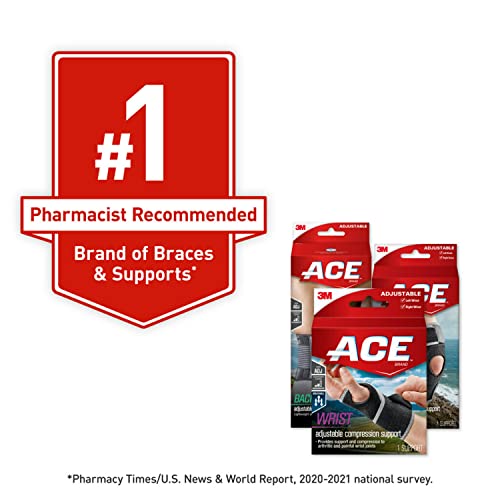 ACE Ankle Brace with Side Stabilizers, Adjustable, Black, 1/Pack