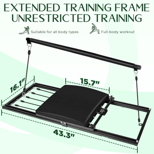Pilates Board, Foldable Pilates Reformer Set, Multi-Purpose Iron Extended Pilate Equipment, 7-in-1 Pilate Machines for Home Use, with Pilates Bar, Resistance Bands