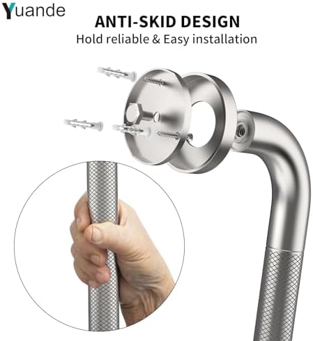 4 Pack 32 Inch Shower Grab Bar, YuanDe Brushed Nickel Bathroom Grab Bar Handle w/Anti-Slip Knurled Grip, Stainless Steel Bath Balance Bar, 1.25" Diameter Safety Hand Rail Support,Handicap Elderly