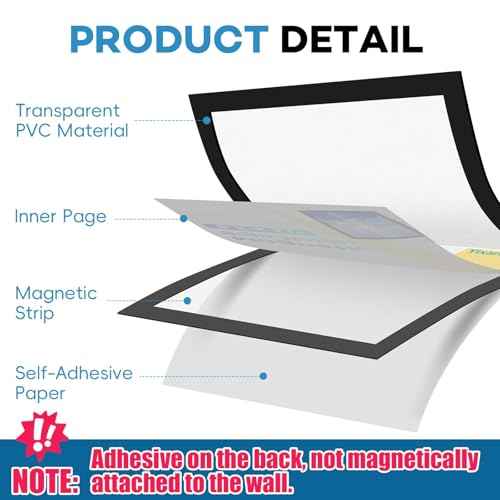 YixangDD 30 Pack Magnetic Sign Holder 8.5 x 11, Self-Adhesive Magnetic Wall Mount Sign Holder, Magnetic Document Holder for Wall Window Office Poster Store