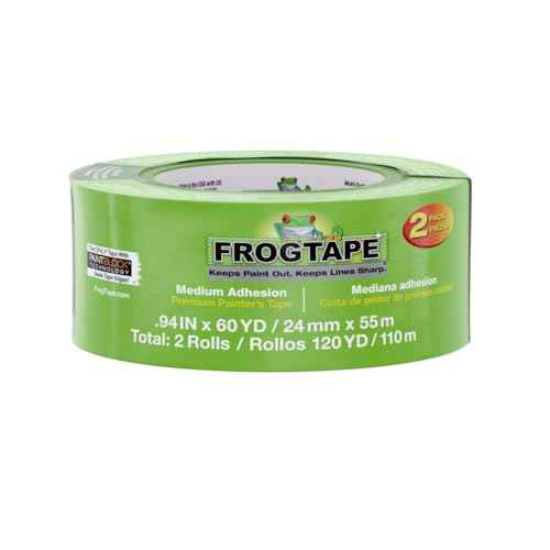 Frog Tape Multi-Surface Masking Tape for Painting 24mm x 55m, Decorators Tape, Painters Masking Tape for Indoor Painting & Decorating - Pack of 2