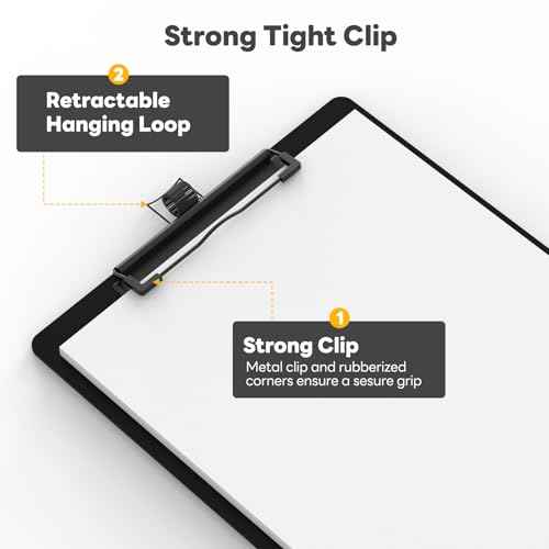 Legal Size Clipboard with Pen Holder, 8.5 x 14 Black Plastic Long Clip Board with Low Profile Clip, 9 x 15 in, Suitable for Legal Lawers and Business, Office Supply(Pack of 25)