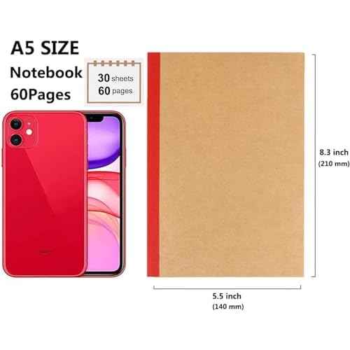48 Pack A5 Kraft Notebook,Lines Pages - 60 Pages (30 Sheets), Wide Ruled,8.3¡±x 5.5¡± Small Kraft Notebook