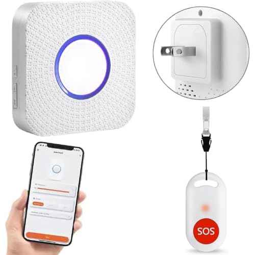 WiFi Caregiver Pager Wireless Call Button Nurse Alert System for Home/Elderly/Patient/Disabled with Phone App One Call Button One WiFi Receiver(only Supports 2.4GHz Wi-Fi)