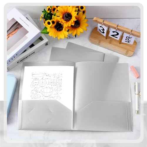 Gueevin 100 Pcs Two Pocket Folders Bulk Plastic File Folder with 2 Pockets Letter Size Paper Heavy Duty Durable Portfolios Case for Home Office School Business 11.61 x 9.45 Inch (Gray)