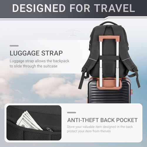 40L Expandable Laptop Backpack, Anti-thief Travel Backpack with USB Charging Port, Airline Approved Business Waterproof Carry on Luggage, Fits 15.6" Laptop for Men Women