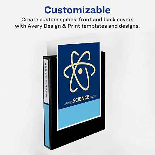 Avery Heavy Duty View 3 Ring Binder, 1.5" One Touch Slant Ring, Holds 8.5" x 11" Paper, 4 Navy Blue Binders (79871)