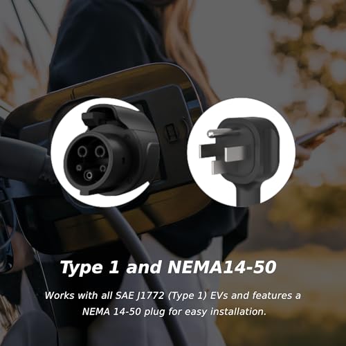 MSI EV Life Type 1 (J1772) NEMA 14-50, Level 2 Charger, 240V, 40A, 9.6KW, IP55 Rated-Water and dust Resistant, IK08 Impact Resistant, UL2594 Certified, Energy Star, 5 Years Warranty