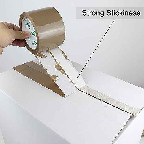 BOMEI PACK 3 inch Brown Packing Tape, 6 Refills Rolls Wide Packaging Tape for Moving, Shipping and Storage, 2.4 Mil x 60 Yards