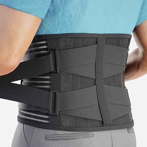 Modvel Back Brace for Lower Back Pain Women and Men â Lumbar Support Belt for Sciatica, Herniated Disc, Muscle Strain â Adjustable Breathable Work Brace with 6 Stays â Support for Postureâ Size Plus